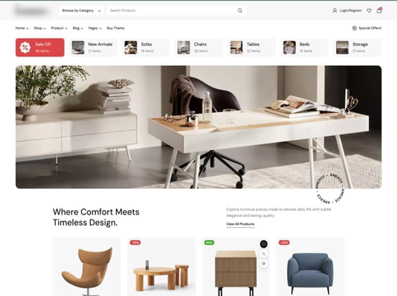 Furniture storefront preset