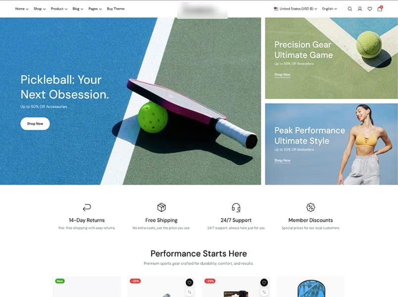 Sport storefront preset
